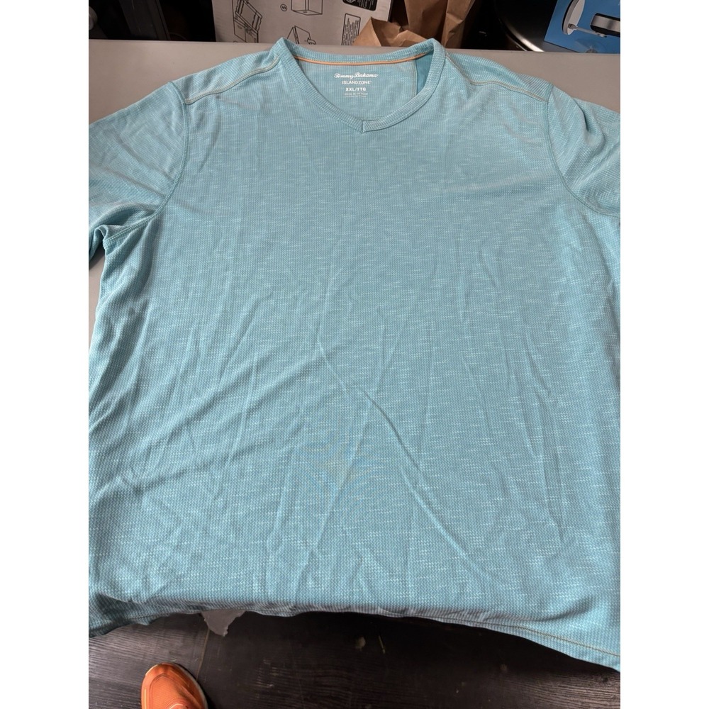 Tommy Bahama T Shirt Mens XXL Green Short Sleeve V Neck Cotton Spandex